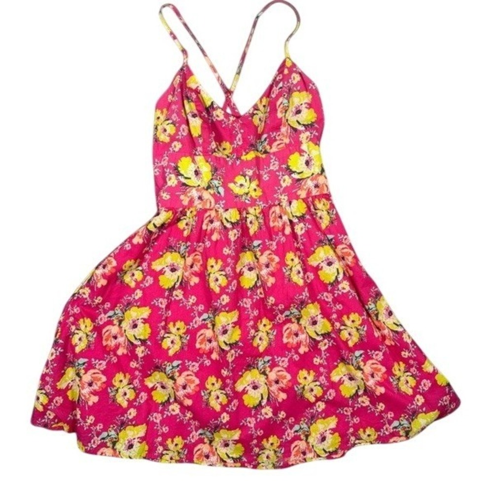 Kimchi Blue Urban Outfitters Pink Floral Tie Back Fit Flare Mini Dress Size 2
